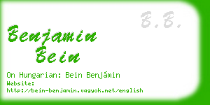 benjamin bein business card